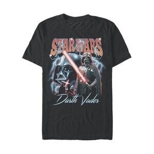 Men's Medium Black Three Vader Moon Star Wars Graphic Tee T-Shirt